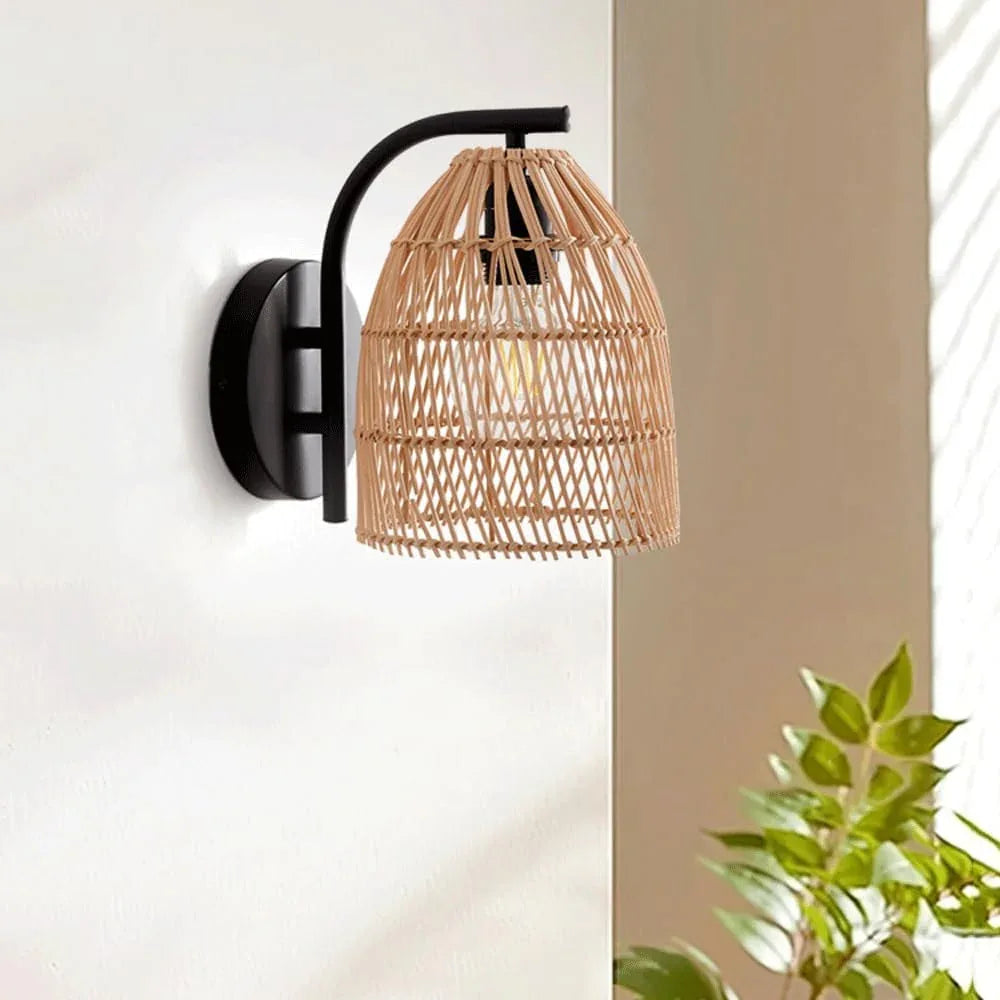 Audara-Japanese Wabi-sabi Wind Wall Lamp Tea Room Restaurant Background Wall Lights New Chinese Zen Simple Sconces B&B Aisle Corridor Rattan Mounted Lighting Fixture