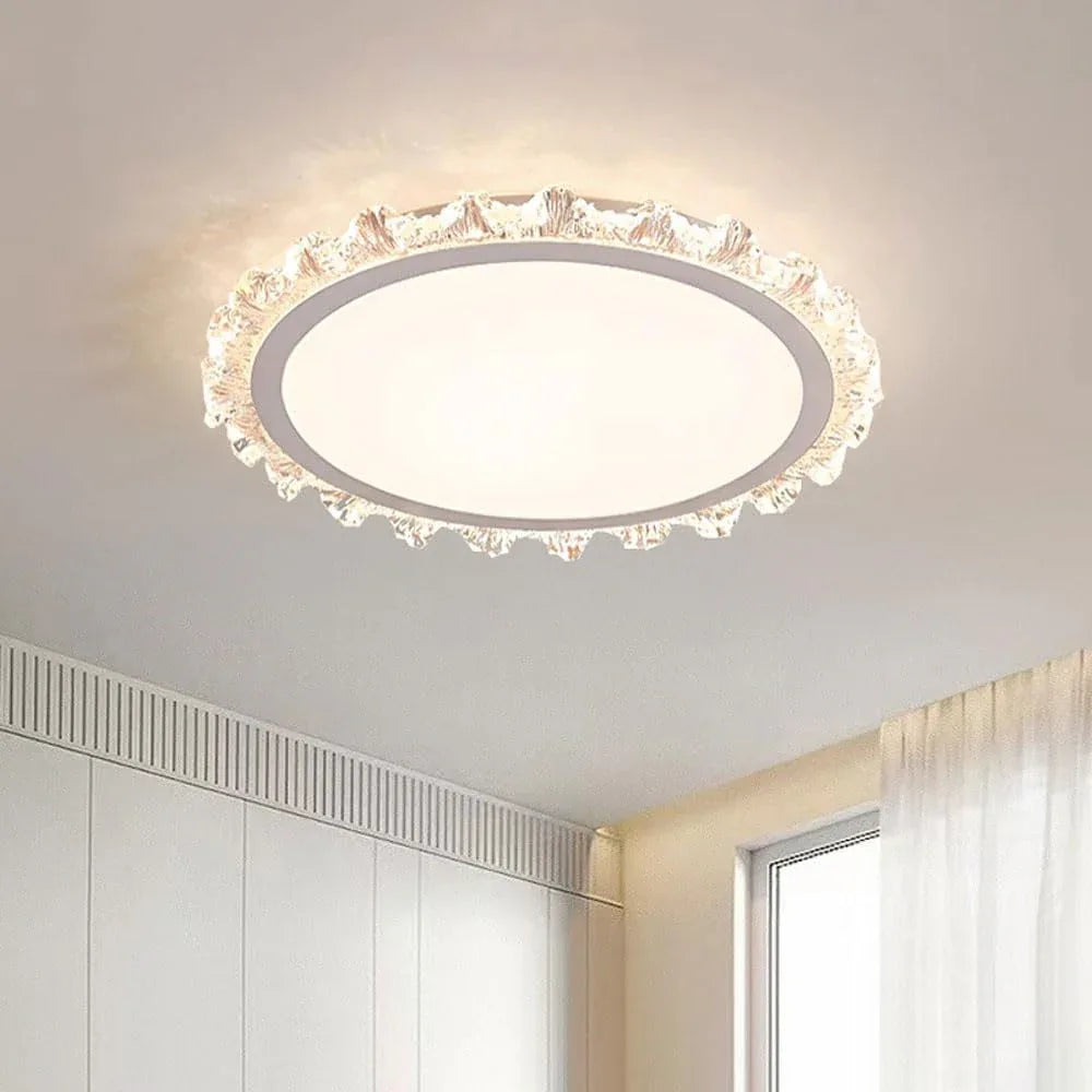 Audara-French Creative Flowers Ceiling Fixtures Cream Style Simple Living Room Bedroom Ceiling Light LED Highly Visible Eye Protection Ceiling Fixtures Light Luxury Variable Light Recessed Lighting Fixture