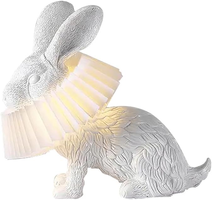 Audara-Postmodern Creative Children's Room Bedroom Desk Light Simple White Rabbit Shape Resin Desk Lamp Living Room Study Room Background Wall Table Lamp Showroom Showcase Club Lighting Fixture