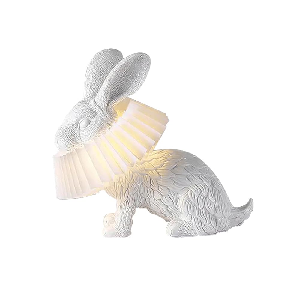 Audara-Postmodern Creative Children's Room Bedroom Desk Light Simple White Rabbit Shape Resin Desk Lamp Living Room Study Room Background Wall Table Lamp Showroom Showcase Club Lighting Fixture Lying