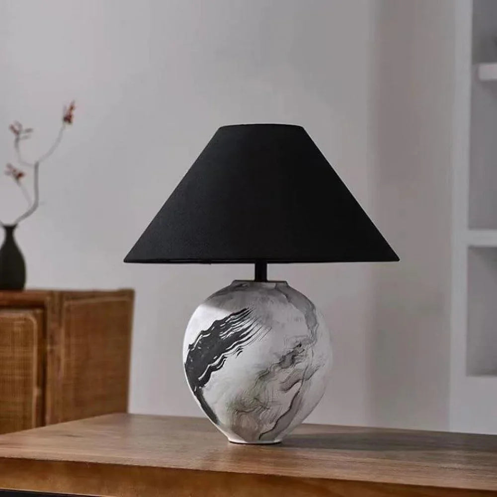 Audara-Wabi-sabi Wind Retro Ceramic Cloth Desk Light Japanese Art Bedroom Bedside Desk Lamp Mall Hotel Front Desk Restaurant Table Lamp Farmhouse Coffee Shop Living Room Office Lighting Fixture