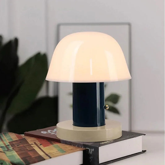 Audara-Scandinavian Vintage Bedroom Bedside StudyDesk Light Creative Warm Portable Touch Dimming Rechargeable Mushroom Shape Desk Lamp Boys Girls Room Table Lamp School Library Dormitory Lighting Fixture
