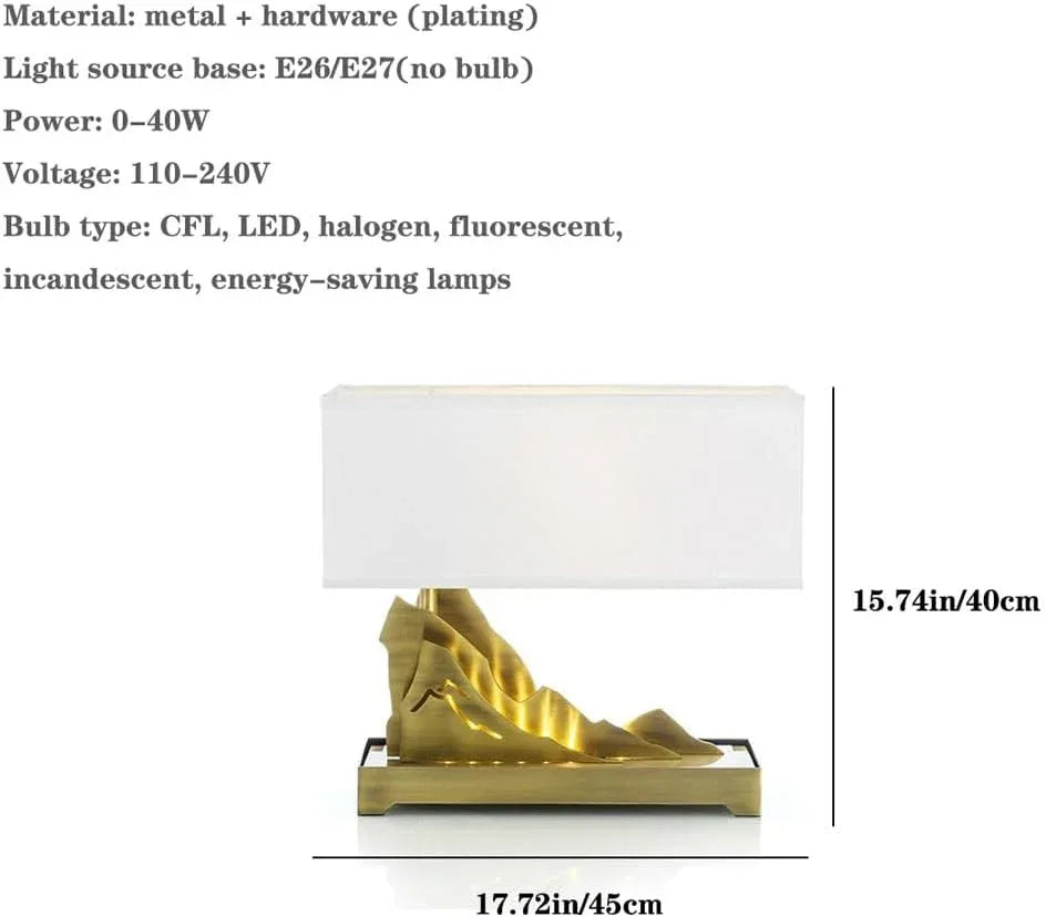 Audara-New Chinese Zen Hotel Front Desk Office Desk Light Creative Mountain Shape Metal Desk Lamp Bedroom Model Room Study Room Table Lamp Villa Club Restaurant B&B Lighting Fixture
