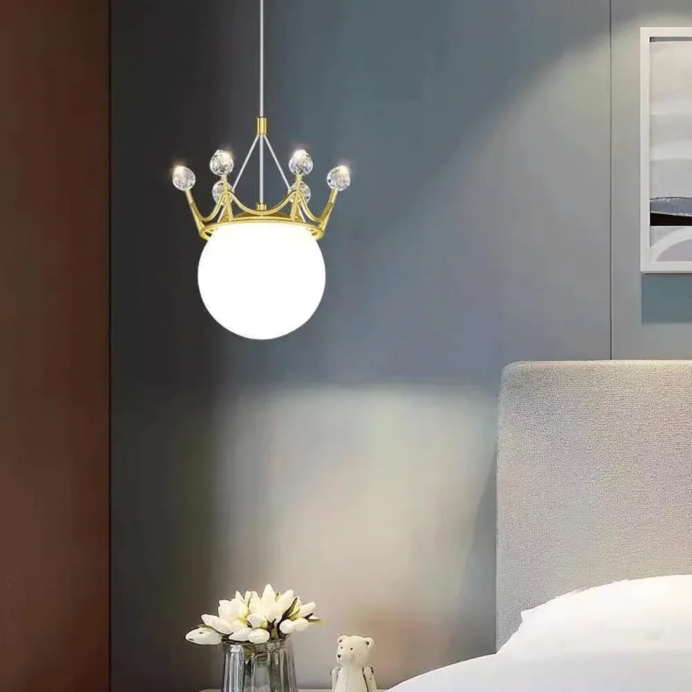 Audara-6-inch Crystal Pendant Light, Bohemian Style Queen Crown Shaped Lamp, Suitable for Various Spaces Such As Bedrooms, Hotels, Studies, Living Rooms, Kitchen Islands, and Entryways.