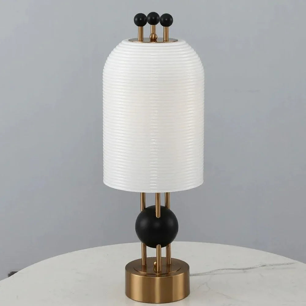 Audara-Scandinavian Postmodern Study Office Desk Light Creative Designer Living Room Hotel Front Desk Desk Lamp White Stripe Glass Lighting Fixture Up Front Cafe Farmhouse Villa Table Lamp