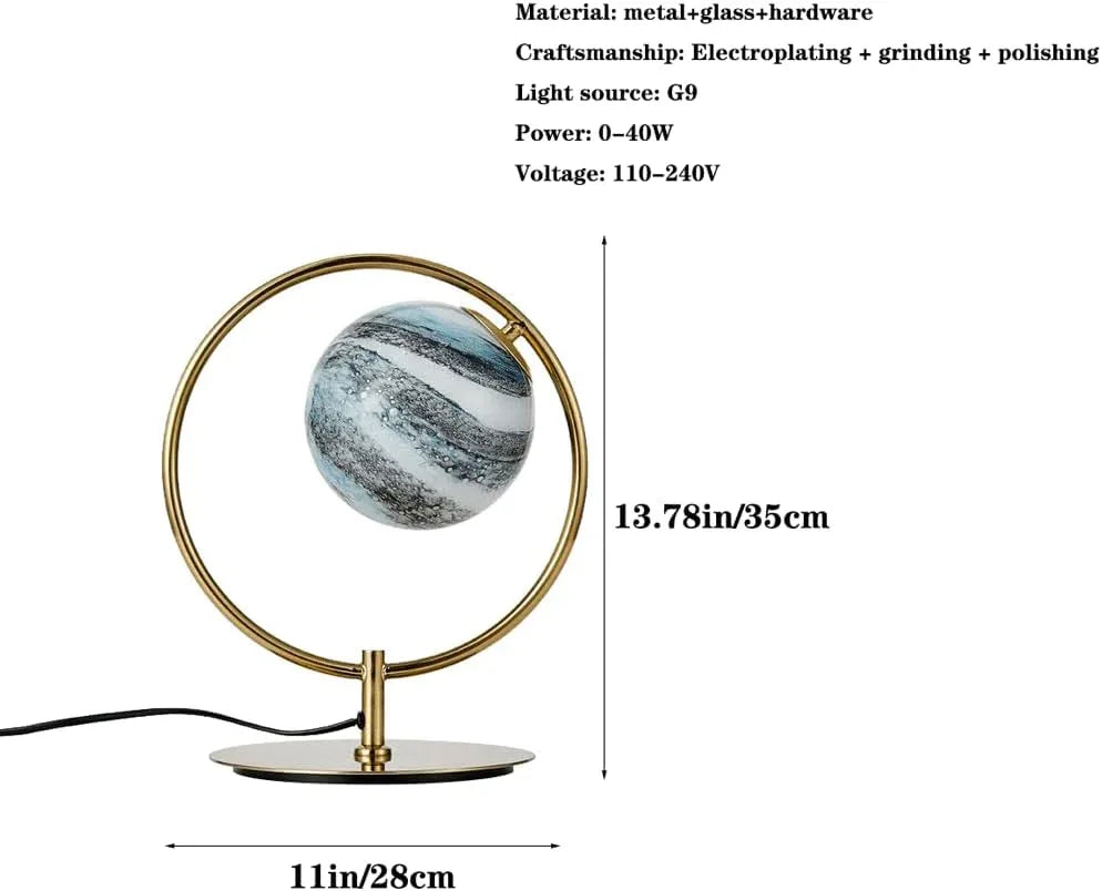 Audara-Postmodern Creative Bedroom Study Desk Light Art Design Planet Glass Desk Lamp Office Showroom Model House Table Lamp Hotel Club Villa Decoration Lighting Fixture