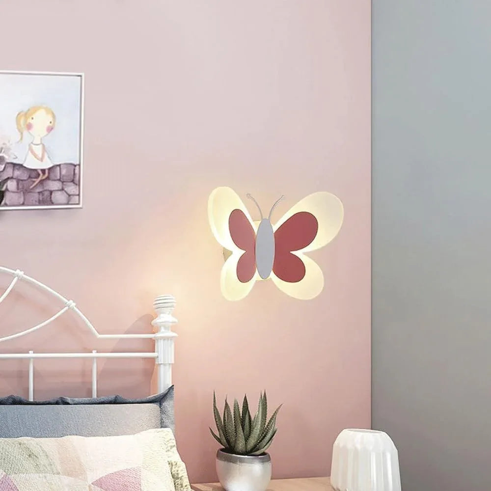 Audara-Minimalist Bedroom LED Wall Lamp Fashion Cartoon Butterfly Art Wall Lights French Romantic Warm Children's Room Sconces Cartoon Aisle Decoration Mounted Lighting Fixture