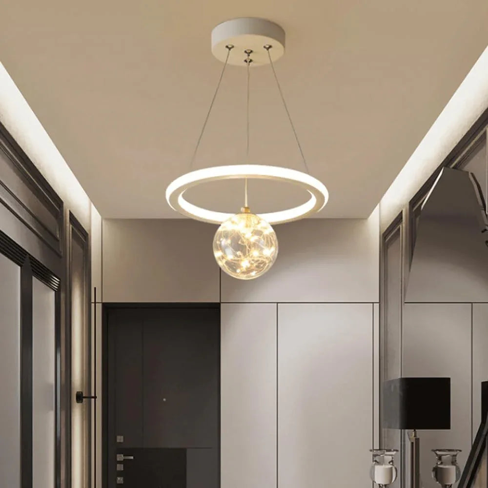 Audara-Personalized Creative Full Star Glass Pendant Light Modern Minimalist Bedroom Bedside Iron Hanging Lamp Dual Light Source Dimmable Chandeliers Living Room Sofa Background Decoration Lighting Fixture