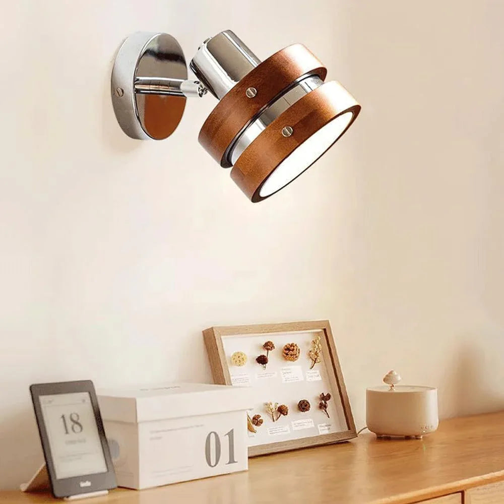 Audara-Medieval Style Walnut Wall Lamp French Solid Wood Punk Style Bauhaus Retro Cafe Background Wall Sconces Bedroom Living Room Decorative Mounted Lighting Fixture (G9)