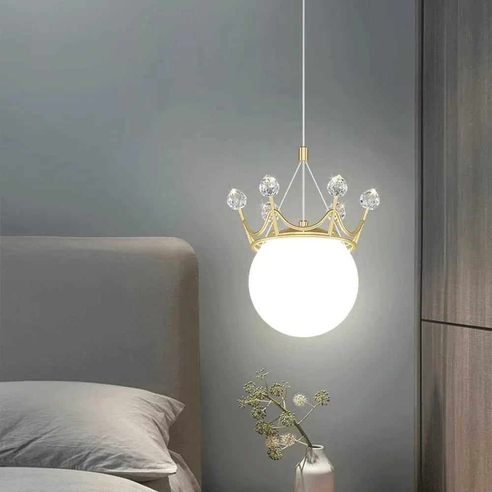 Audara-6-inch Crystal Pendant Light, Bohemian Style Queen Crown Shaped Lamp, Suitable for Various Spaces Such As Bedrooms, Hotels, Studies, Living Rooms, Kitchen Islands, and Entryways.