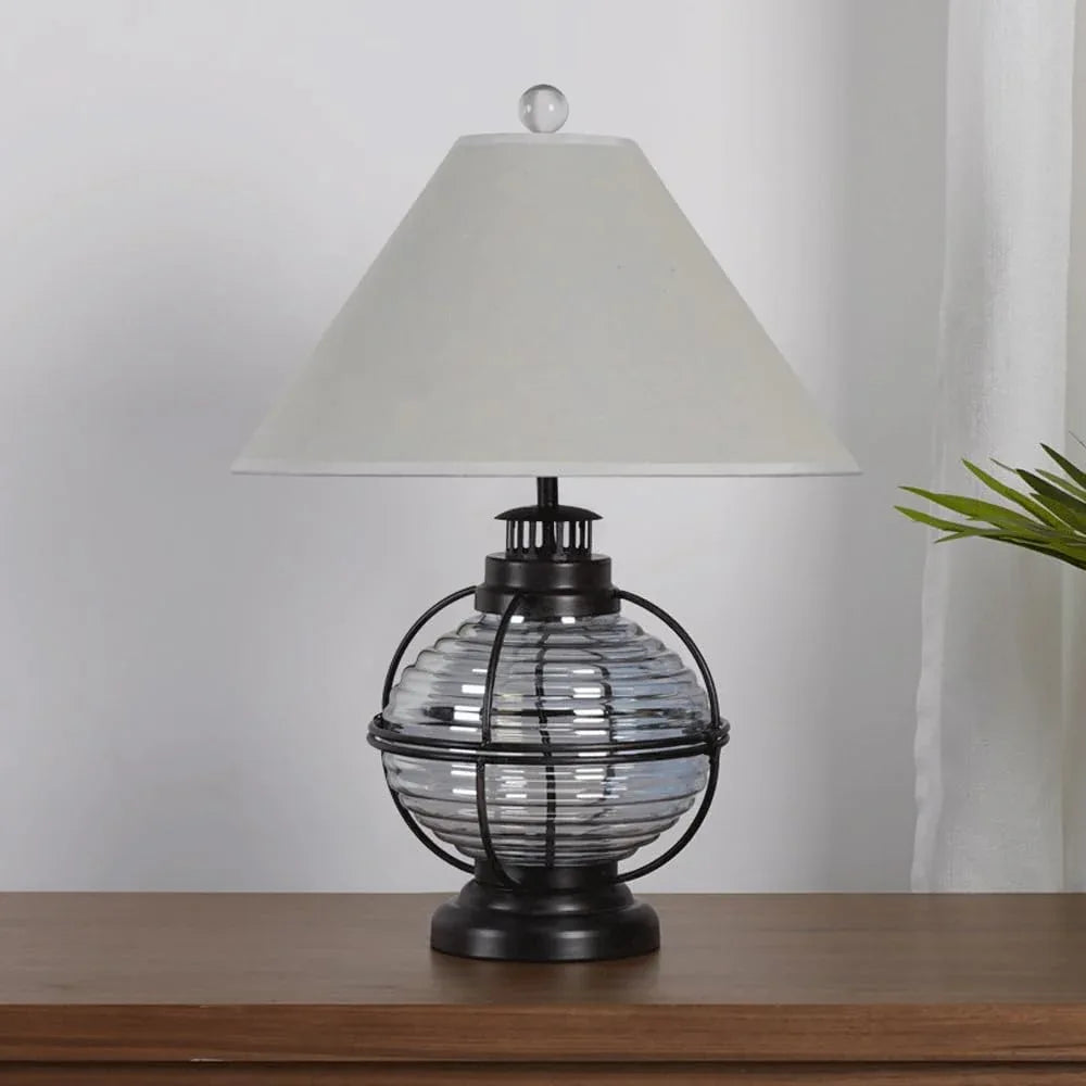 Audara-American Vintage Glass Metal Desk Light Industrial Style Study Office Desk Lamp B&B Living Room Hotel Front Desk Table Lamp Villa Club Farmhouse Warehouse Dormitory Apartment Lighting Fixture