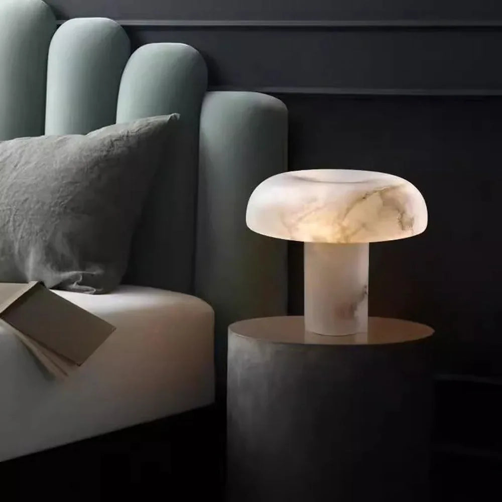 Audara-New Chinese Creative Bedroom Study Sofa Beside Desk Light White Simple H9.8” Marble Desk Lamp Office Library Living Room Decorative Table Lamp Dining Room Coffee Shop Lighting Fixture