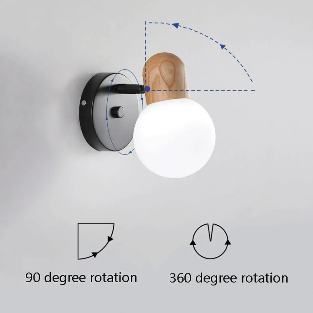 Audara-Bedroom Bedside Log Main Wall Lamp Scandinavian Simple Glass Wall Lights Rotatable Backdrop Sconces Aisle Corridor Foyer Mounted Lighting Fixture