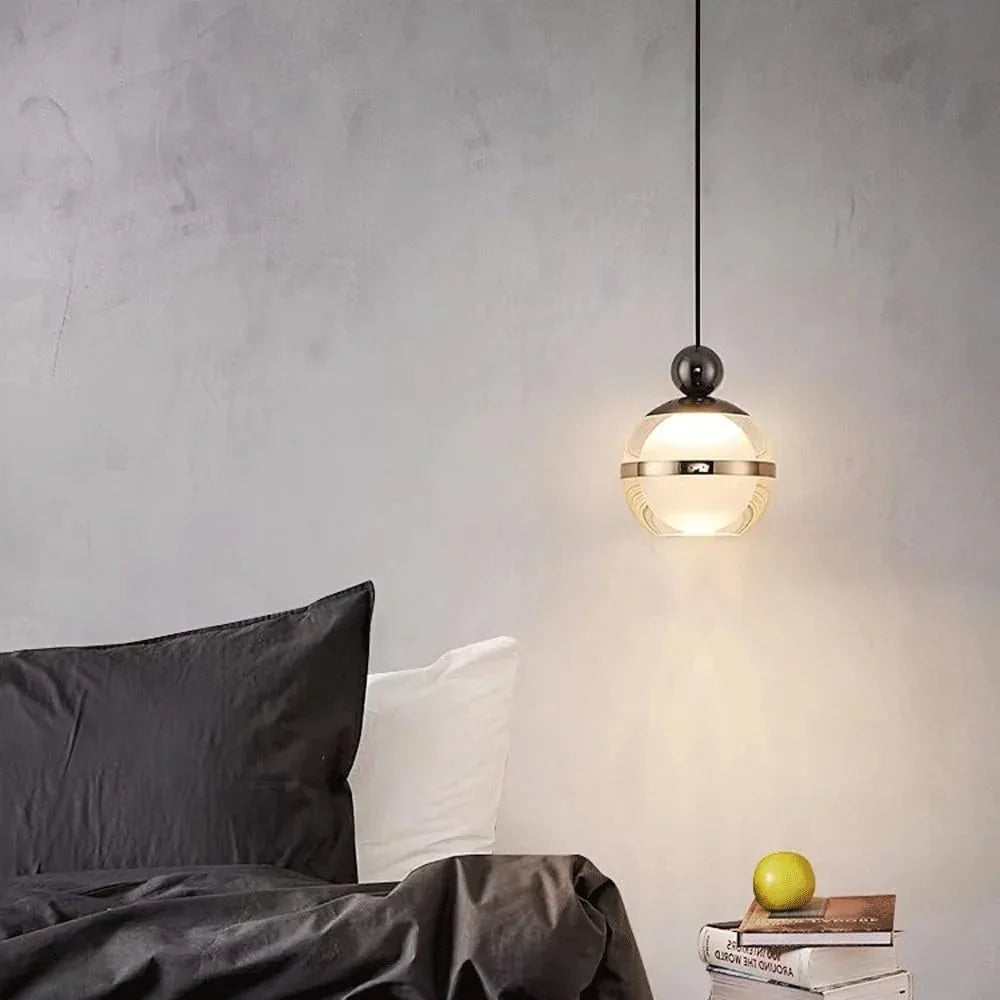 Audara-Modern Simple Acrylic Spherical Pendant Light Creative Luxury Bedroom Bedside Hanging Lamp Sofa Background Decoration Dimmable Iron Chandeliers Restaurant Hotel Front Desk Lighting Fixture