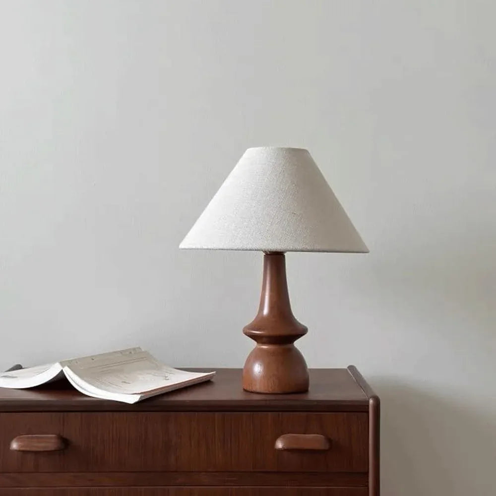 Audara-Wood Colour Vintage Rubberwood Fabric Desk Light Nature Farmhouse B&B Villa Desk Lamp Warm Living Room Bedroom Office Table Lamp Club Library Apartment Dining Room Lighting Fixture
