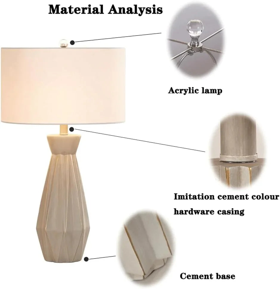 Audara-Scandinavian Luxury Fabric Cement Desk Light American Creative Sample Room Living Room Desk Lamp Apartment Hotel Room Office Table Lamp Bedroom Bedside Read Lighting Fixture