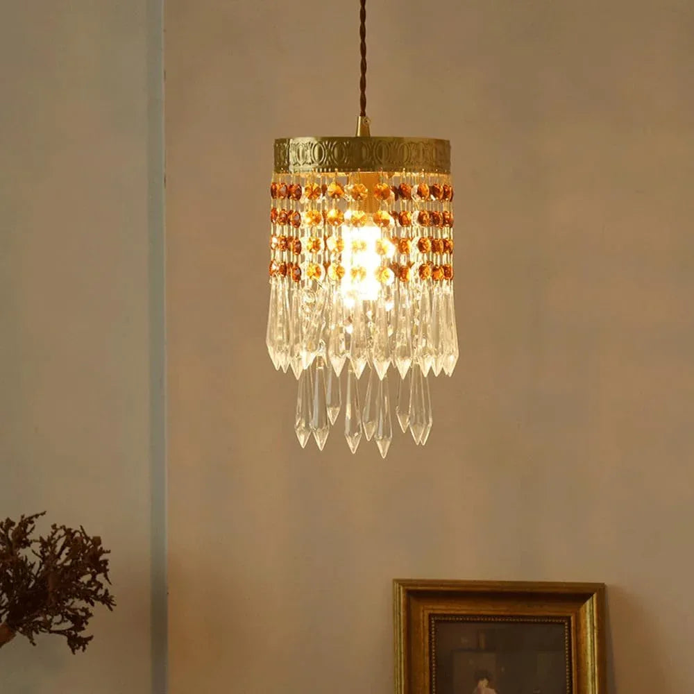 Audara-6-inch Crystal Pendant Light Bedside Table, Bedroom, Hotel Entryway, Kitchen Island – Suitable for Various Spaces, Easily Blending Into Minimalist, Bohemian, and European Styles.