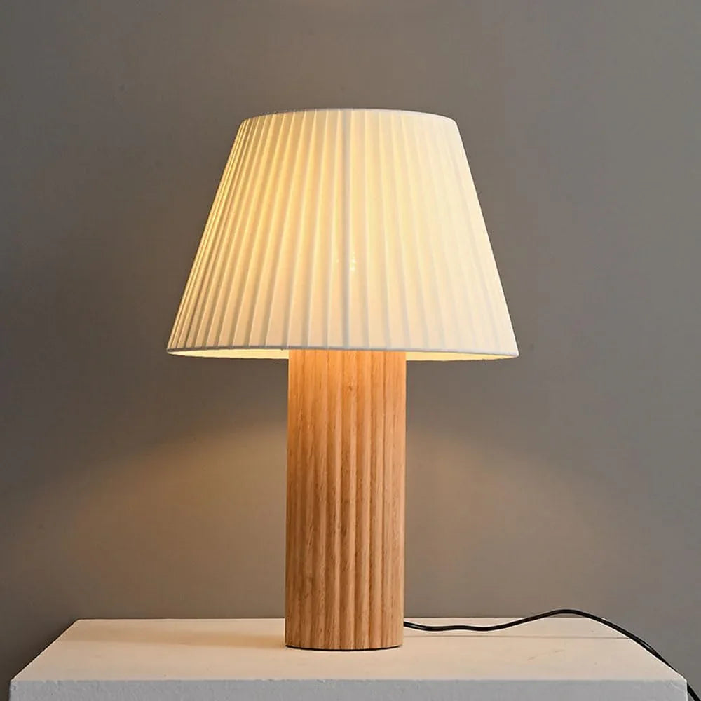 Audara-Vintage Wabi-sabi Style Living Room Sofa Beside Study Desk Light Warm Designer Model Fabric Solid Wood Desk Lamp Mall Front Desk Coffee Shop Farmhouse Lighting Fixture Bedroom Bedside Read Table Lamp Natural