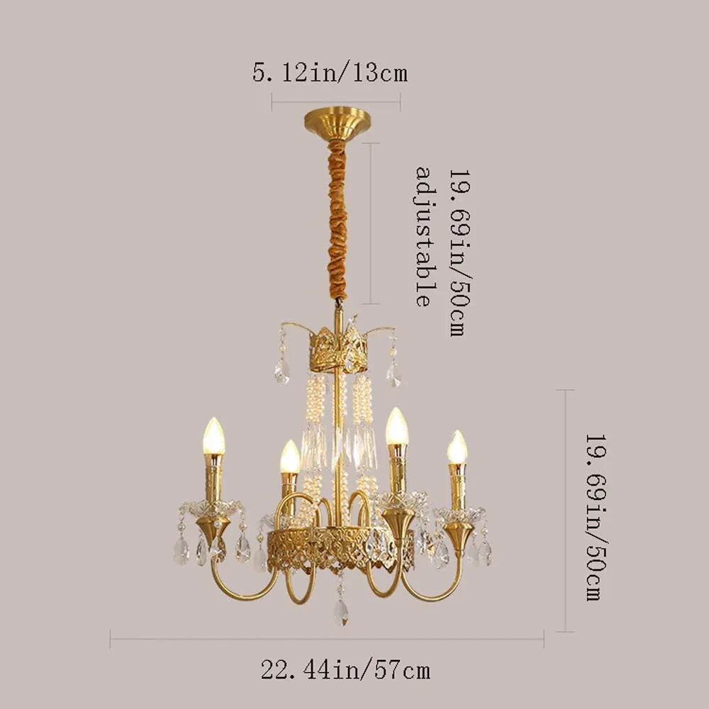 Audara-22-inch Crystal Chandeliers Candlestick-Shaped European Modern-Style Chandeliers for Living Rooms Suitable for Bedrooms, Studies, Hotels, Kitchens, Island Ceiling Lights Brass Chandelier