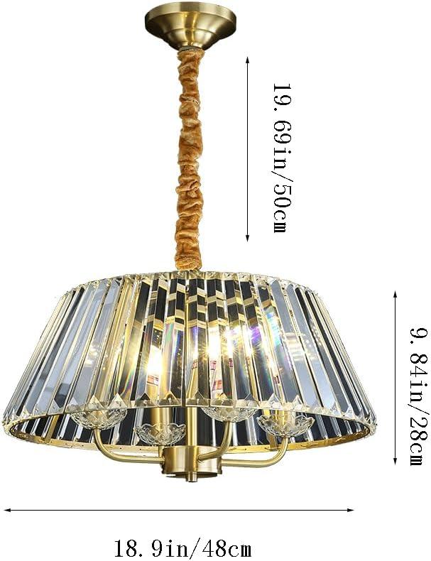 Audara-19-inch Crystal Chandeliers with 4 Light Heads European Modern-Style Chandeliers for Living Rooms Suitable for Bedrooms, Studies, Hotels, Kitchens, Island Ceiling Lights Brass Chandelier