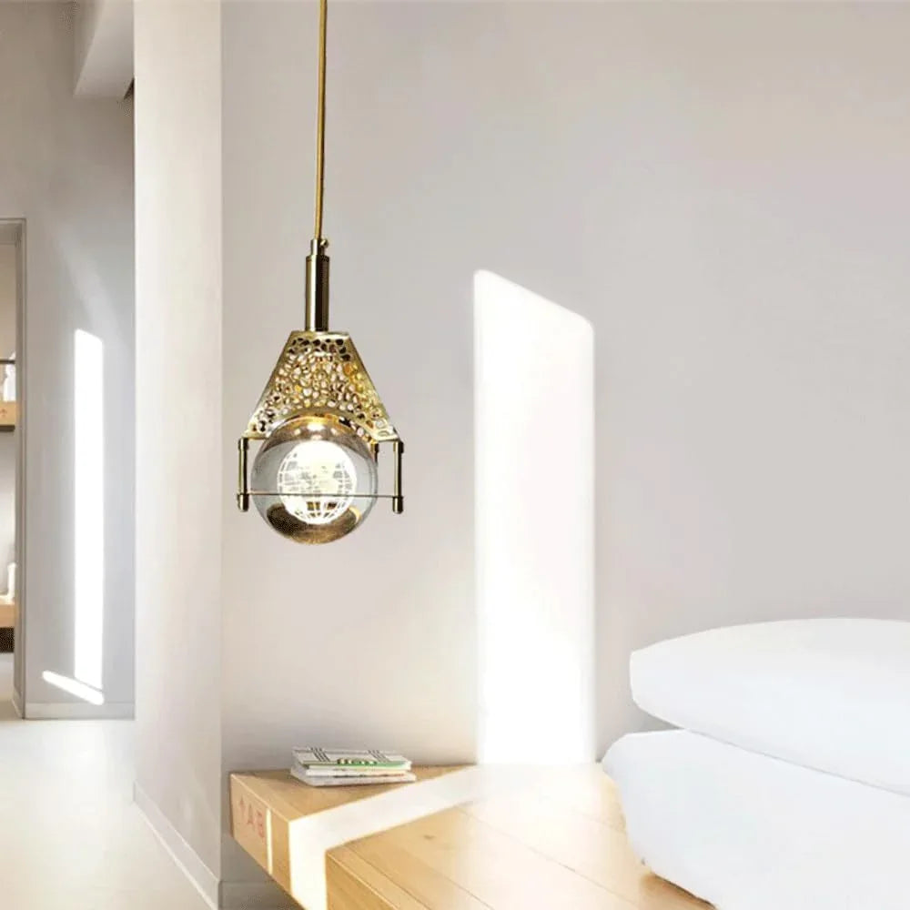 Audara-4.7-inch Spherical Crystal Pendant Light Bedside Table For Bedrooms, Hotels, Entryways, Kitchen Islands, And Various Other Spaces. Easily Integrates Into Minimalist, Bohemian, And European Styl