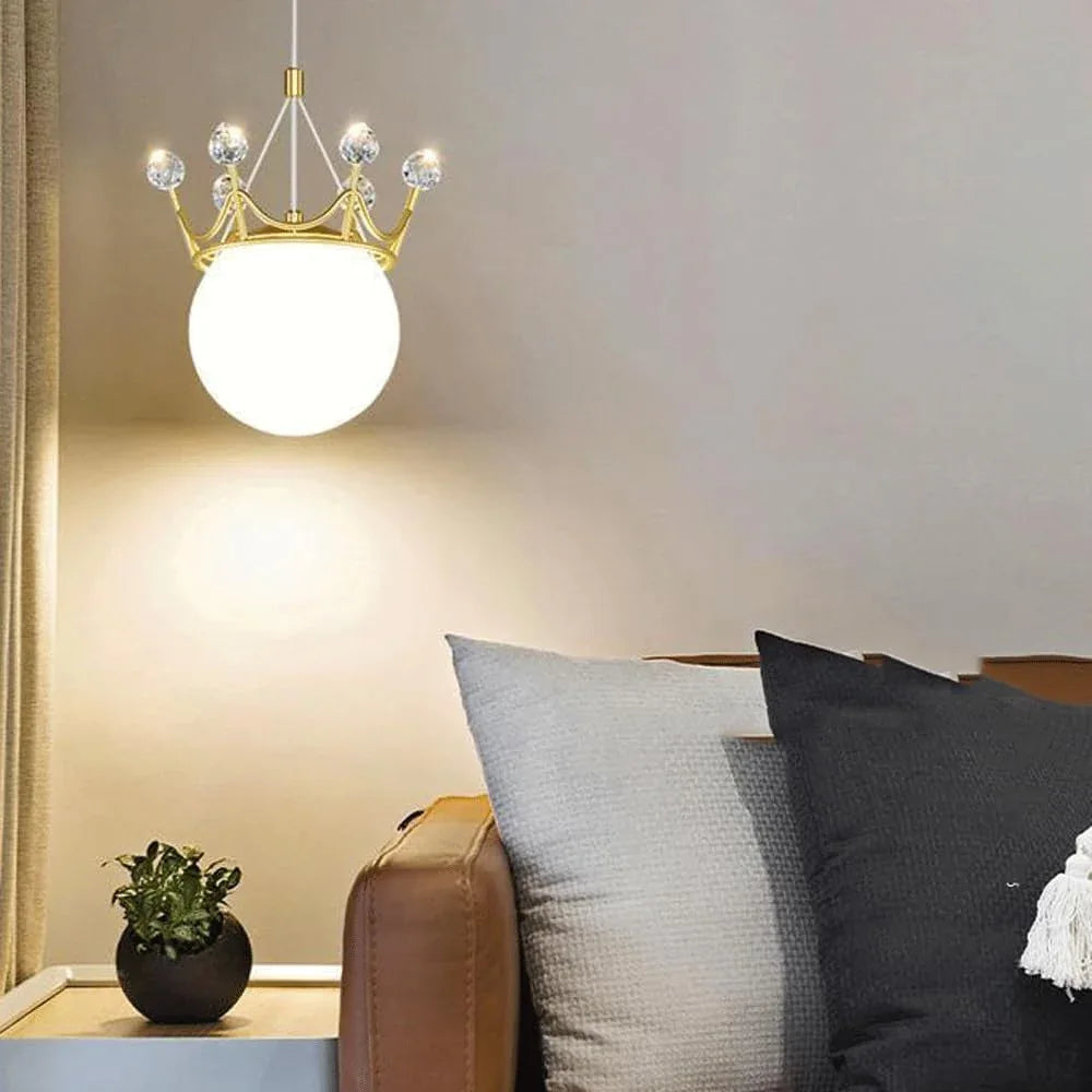 Audara-6-inch Crystal Pendant Light, Bohemian Style Queen Crown Shaped Lamp, Suitable for Various Spaces Such As Bedrooms, Hotels, Studies, Living Rooms, Kitchen Islands, and Entryways.