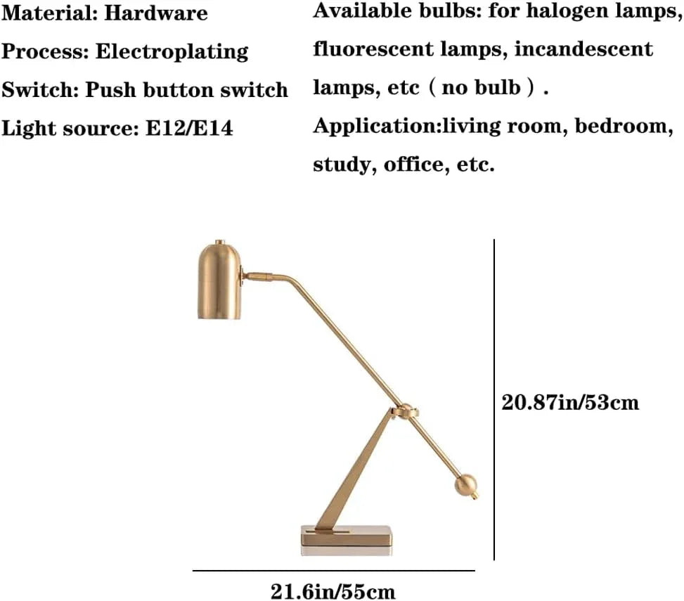 Audara-Scandinavian Simple Showroom Model House Desk Light Adjustable Plating Hardware Office Desk Lamp Workstation Warehouse Study Room Table Lamp Apartment Dormitory Lighting Fixture