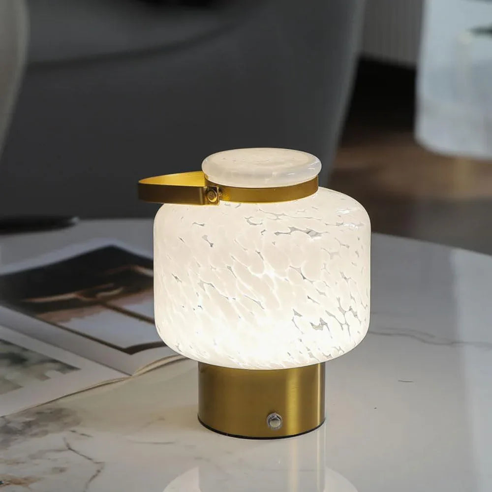 Audara-Creative Retro Bedroom Bedside Dormitory Desk Light Simple Portable LED Rechargeable Touch Dimming Glass Desk Lamp Camping Decorative Ambient Table Lamp Gift for Friends Kids Lighting Fixture