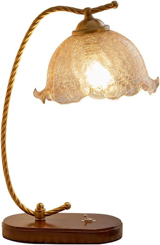 Audara-American Creative Flower Shaped Glass Desk Light Vintage Classic Study Office Living Room Desk Lamp Bedroom Bedside Counter Table Lamp Hotel Restaurant Bar Club Lighting Fixture
