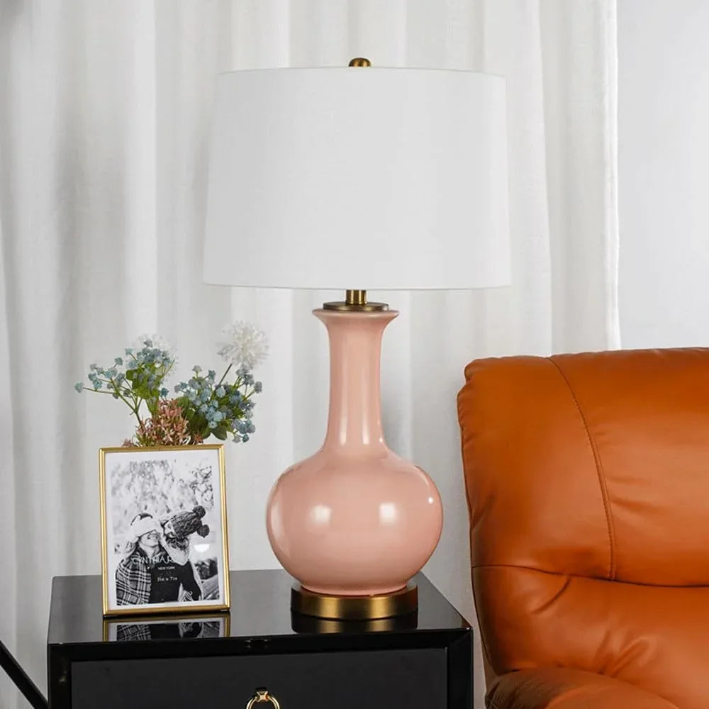 Audara-Elegant Warm Cloth Pink Ceramic Desk Light New Chinese Elegant Hotel Guest Room B&B Desk Lamp Farmhouse Coffee Shop Living Room Study Room Table Lamp Restaurant Club Lighting Fixture