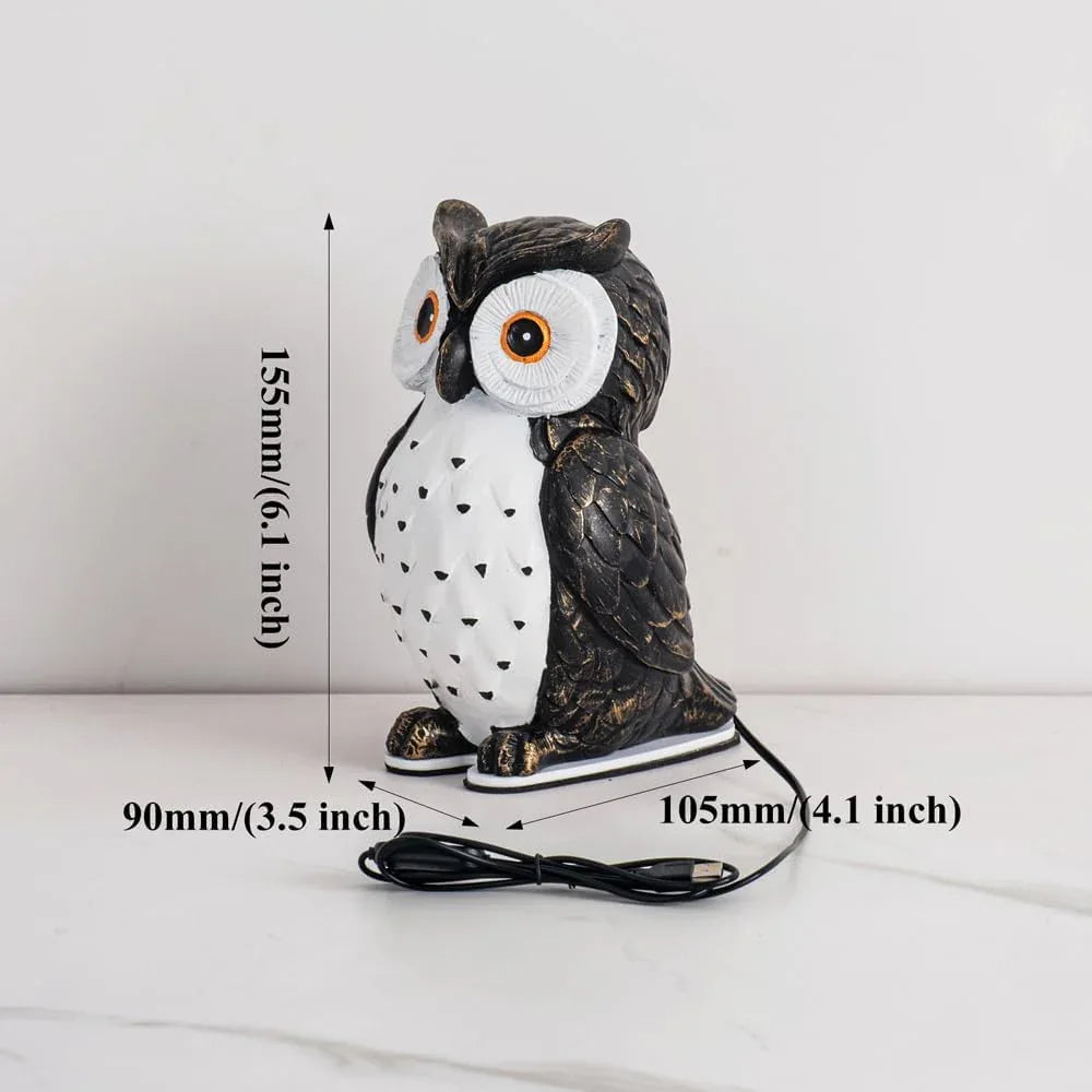 Audara-Cute Bedroom Kids Room Desk Light Premium Feeling Black Owl Resin Desk Lamp Amusement Park Boys Room Girls Room Table Lamp School Amusement Park Library Lighting Fixture