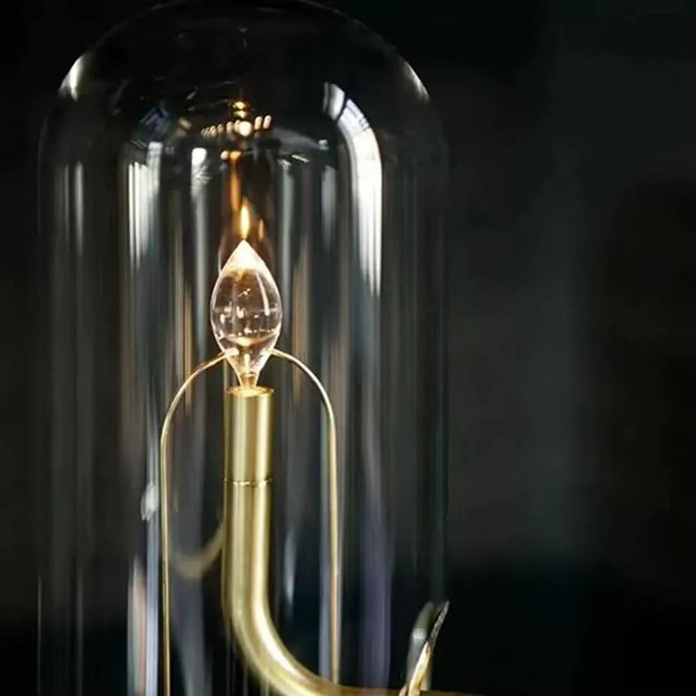 Audara-Retro Creative Restaurant Camping Desk Light Elegant Decorative Candle Flame Shaped USB Glass Aluminum Desk Lamp Bedroom Bedside Dormitory Table Lamp Restaurant Cafe Lighting Fixture