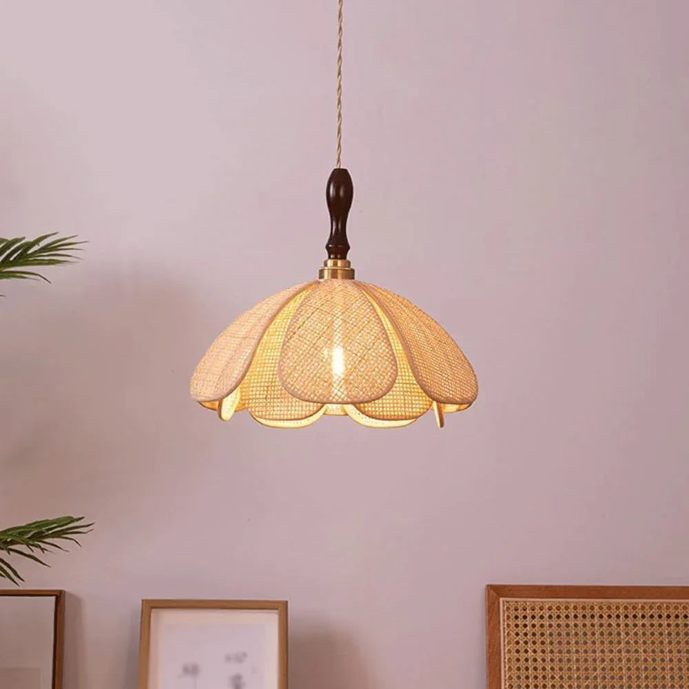 Audara-12-inch Boho Light Fixtures Ceiling Handcrafted Rattan Woven Pendant Light in Bohemian Style Suitable for Bedrooms, Hotels, Studies, and Various Spaces Pendant Chandelier