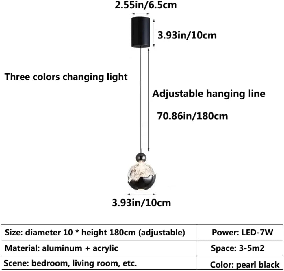 Audara-Art Snow Mountain Pattern Bed Head Pendant Lightled Italian Light Luxury Bedroom Dressing RoomLighting Fixturese Three Color Changing Light Warm Aluminum Living Room Chandeliers Hotel Cafe HangingLamp