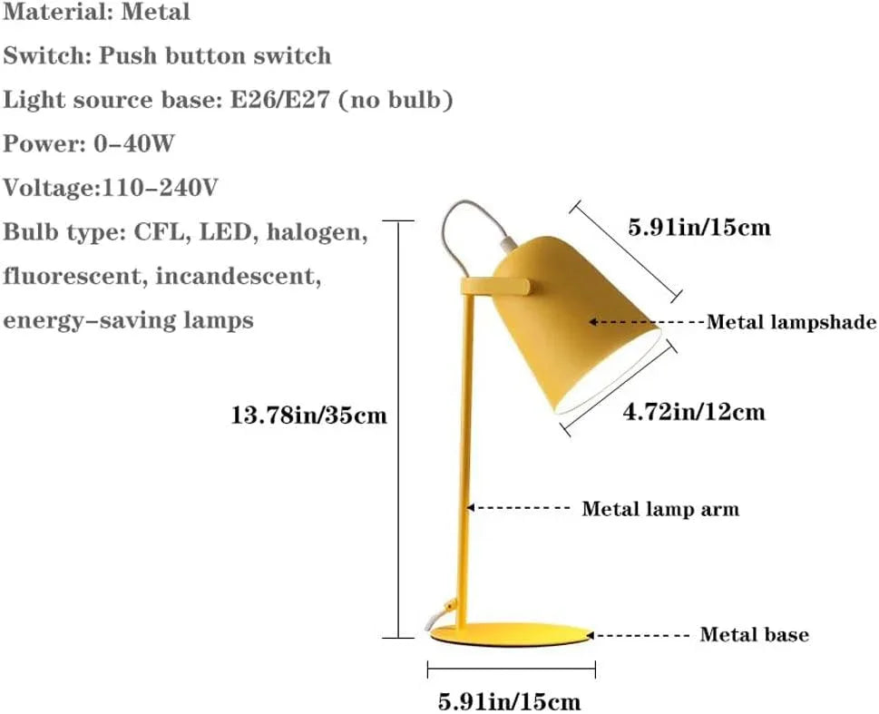Audara-Scandinavian Simple Bedroom Study Office Desk Light Creative Warm Adjustable Angle Metal Desk Lamp Living Room Couch Side Dormitory Table Lamp Shop Workstation Macaron Lighting Fixture