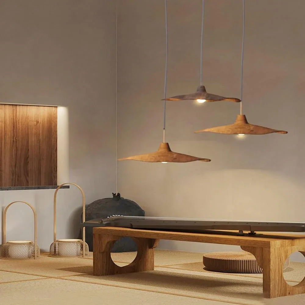 Audara-Wabi-sabi Style New Chinese Style Pendant Light/Zen Tea Room Restaurant Reception Desk Chandeliers/Retro Creative Simple Hanging Lamp/Indoor Bedroom Bedside Resin LightingFixture (E27/26)
