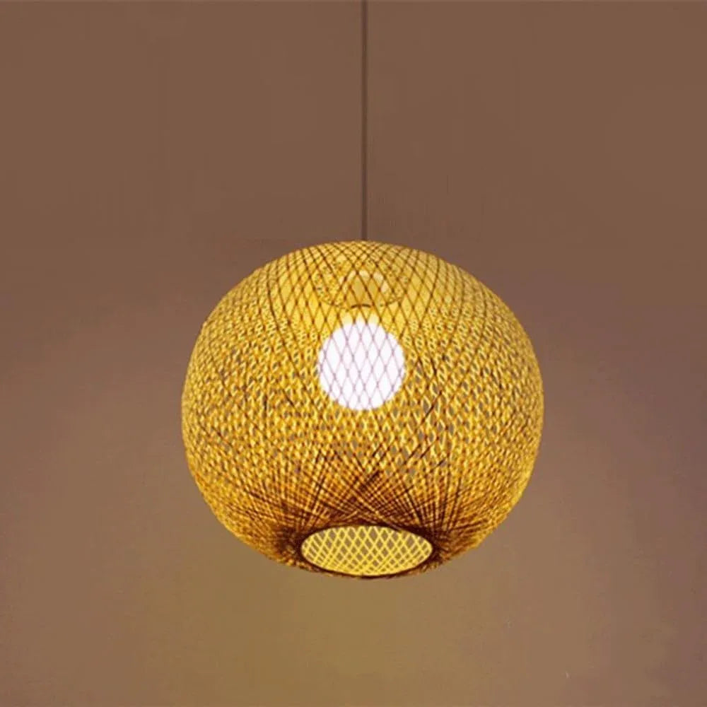 Audara-16in Bamboo Woven Pendant Light Bohemian Wabi-Sabi Multi-Style Ceiling Light Fixture Retro Lamp Suitable for Bedrooms, Hotels, Study Rooms, Dining Areas, Entryways, and More