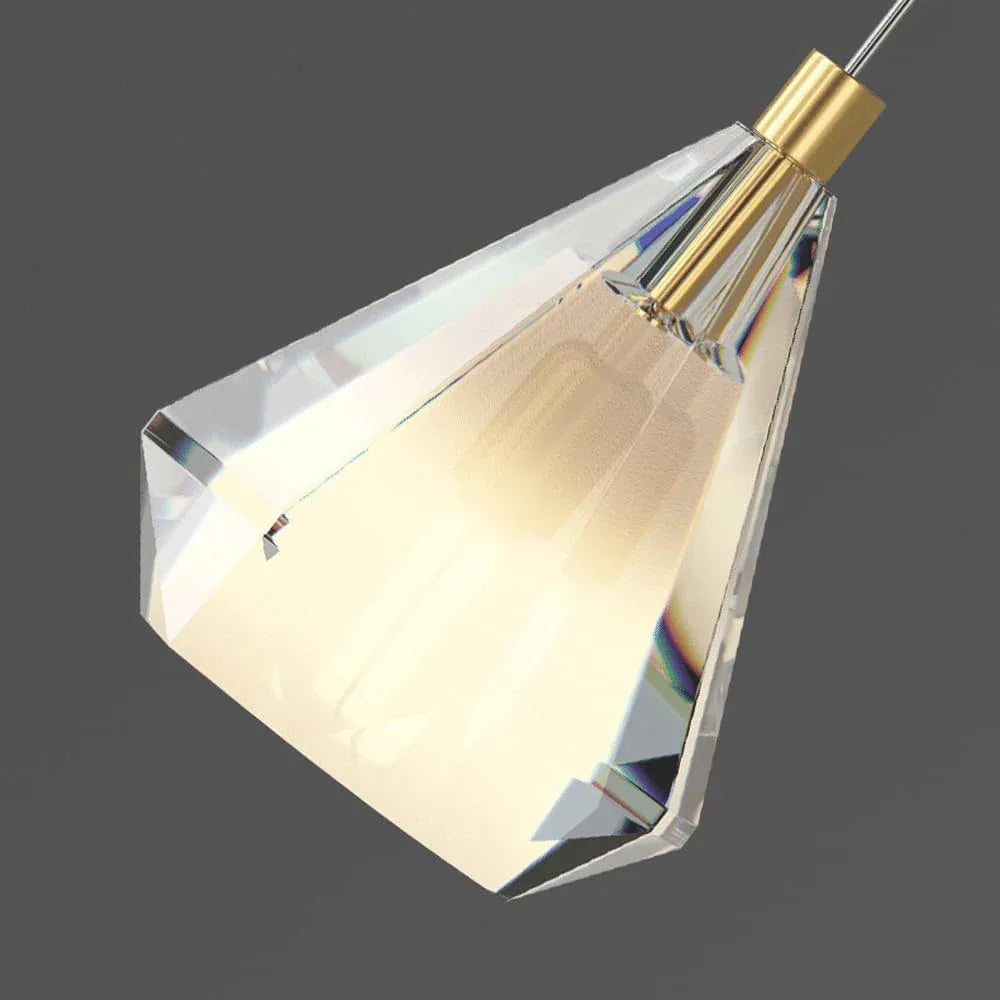 Audara-4-inch Modern Minimalist Crystal Pendant Light, Gemstone-Shaped Mini Glass Chandelier, Suitable for Various Spaces Such As Bedrooms, Kitchen Islands, Dining Rooms, Hotels, Bars, and Cafes