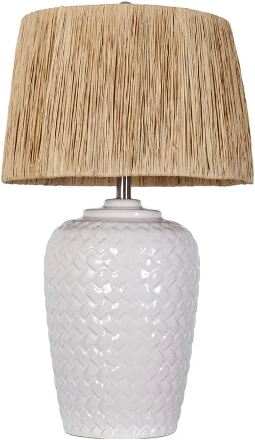 Audara-Wabi-sabi Style Living Room Bedroom Bedside Desk Light Luxury Zen Raffia White Ceramic Desk Lamp Study Couch Side Counter Table Lamp B&B Villa Farmhouse Lighting Fixture