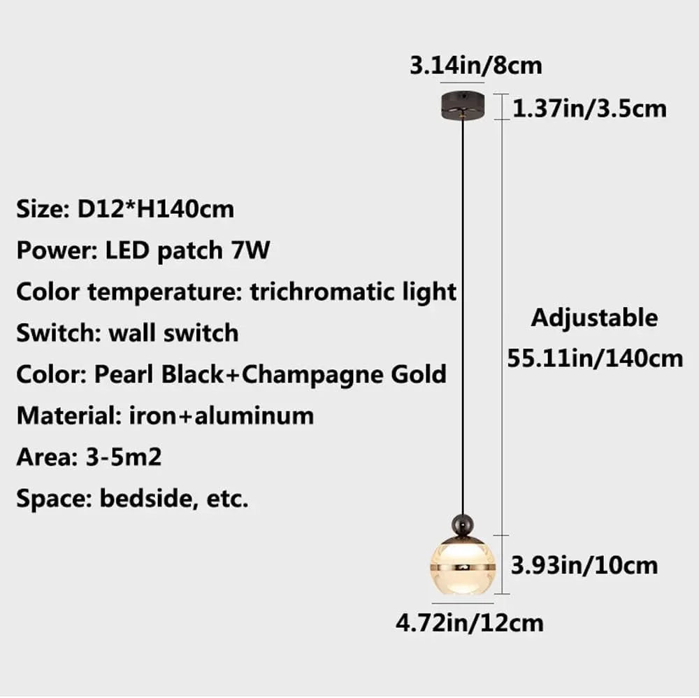 Audara-Modern Simple Acrylic Spherical Pendant Light Creative Luxury Bedroom Bedside Hanging Lamp Sofa Background Decoration Dimmable Iron Chandeliers Restaurant Hotel Front Desk Lighting Fixture