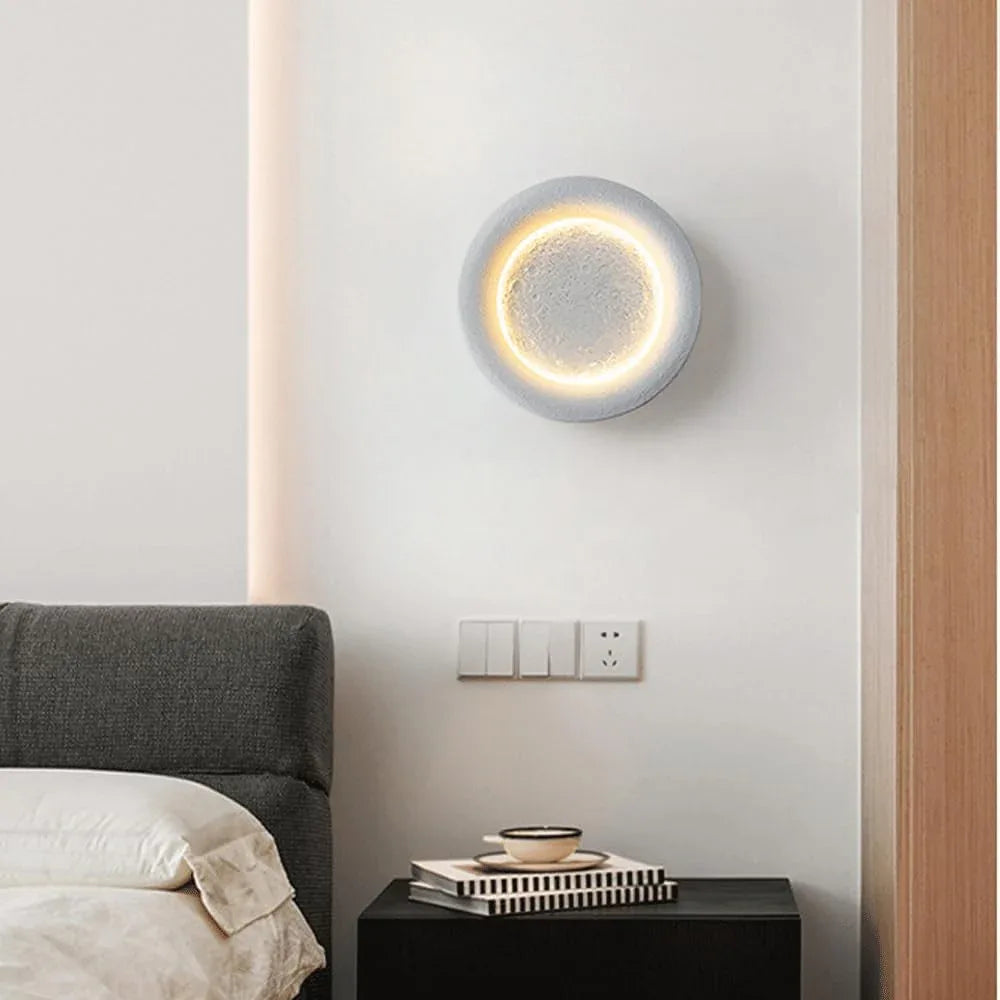 Audara-Fashion Moon Wall Lamp Scandinavian Creative Living Room Wall Lights Light Luxury Background Wall Decoration Sconces Bedroom Bedside Cement Mounted Lighting Fixture