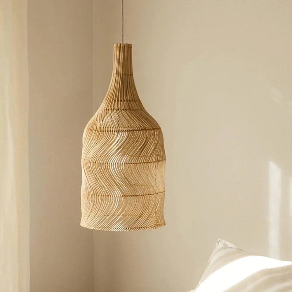 Audara-11in Woven Rattan Pendant Light Bohemian Wabi-Sabi Style Multi-Functional Ceiling Light Fixture Suitable for Bedrooms, Hotels, Study Rooms, Dining Areas, Entryways, and More Retro Lamp