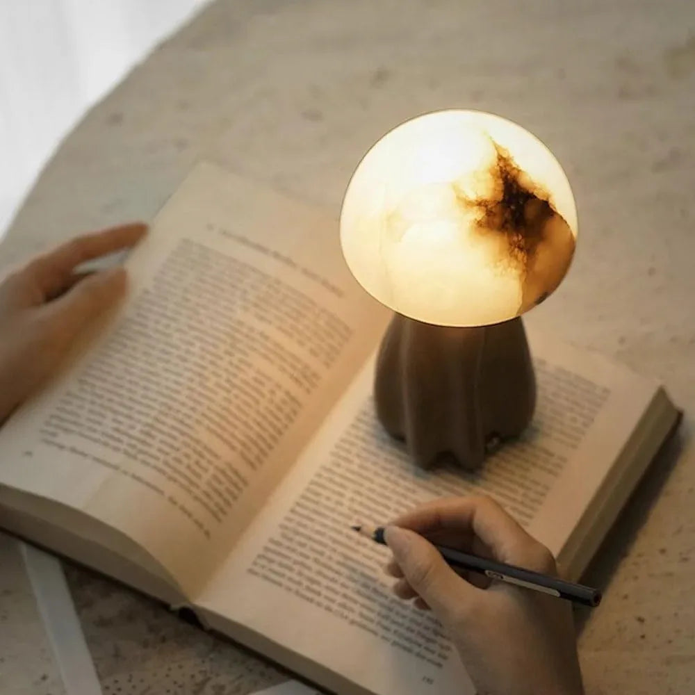 Audara-Luxury High-end Living Room Study Office Desk Light Classic Creative Mushroom Marble Desk Lamp Bedroom Bedside Dining Table Lamp Club Dining Room Farmhouse B&B Decoration Lighting Fixture