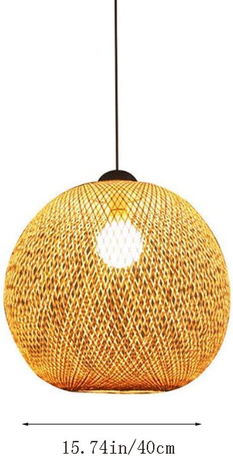 Audara-16in Bamboo Woven Pendant Light Bohemian Wabi-Sabi Multi-Style Ceiling Light Fixture Retro Lamp Suitable for Bedrooms, Hotels, Study Rooms, Dining Areas, Entryways, and More