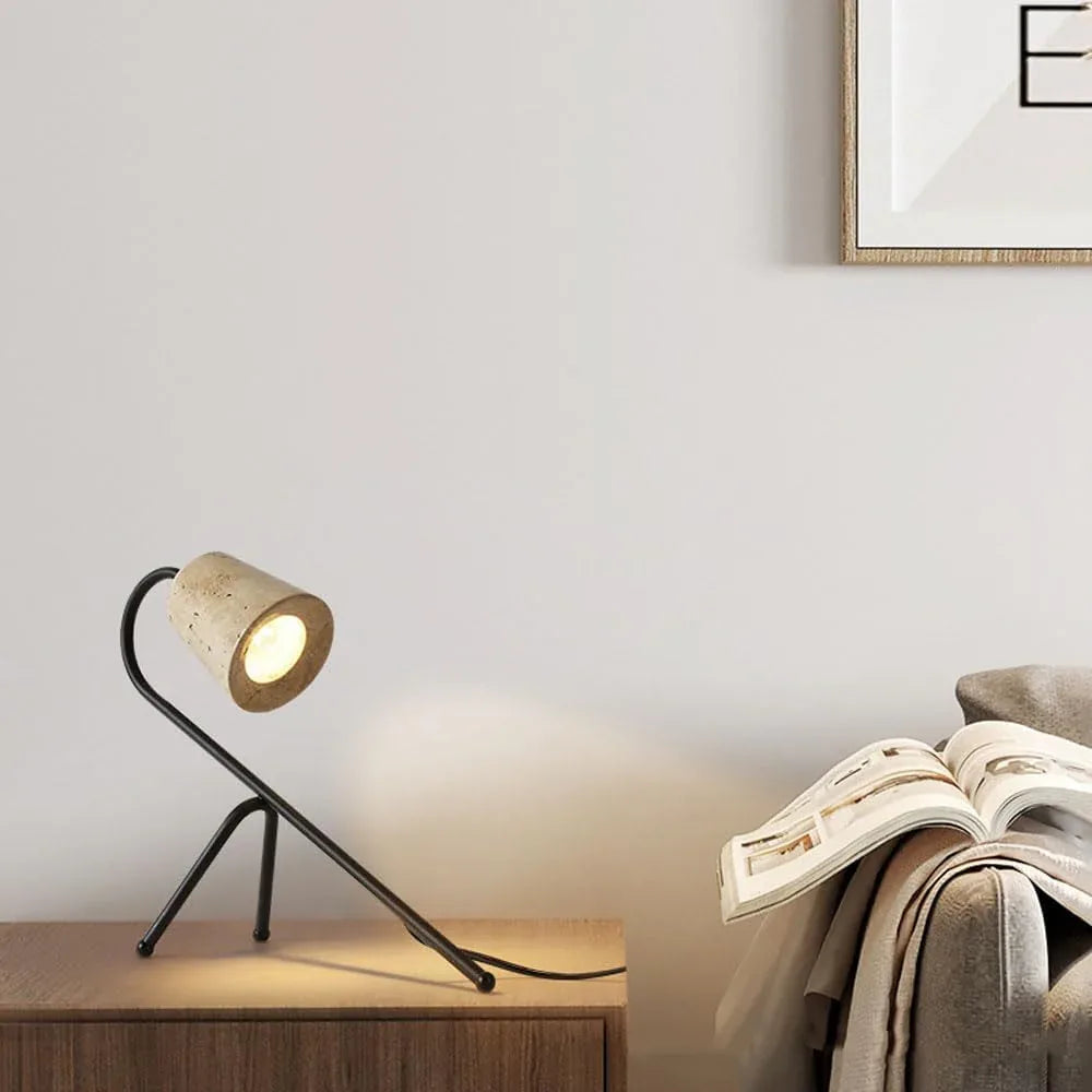 Audara-Wabi-sabi Style Geometric Travertine Desk Light Minimalist Art Showroom Living Room Villa Decorative Desk Lamp Study Room Office Model House Table Lamp Hotel Cafe Restaurant Lighting Fixture