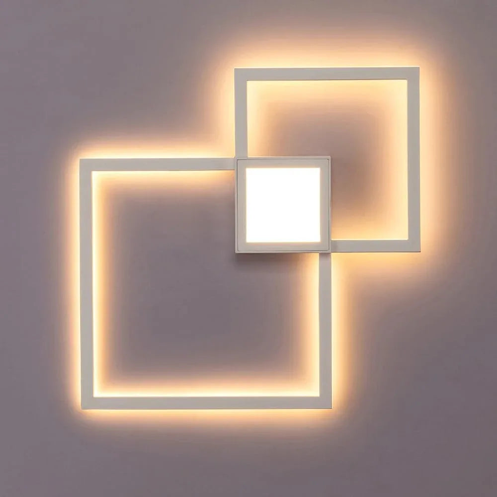 Audara-Simple Stairs Combination Ambience Wall Lamp Corridor Living Room Square Box Wall Lights Crossing Stairs Decorative Sconces Simple Creative LED Mounted Lighting Fixture White