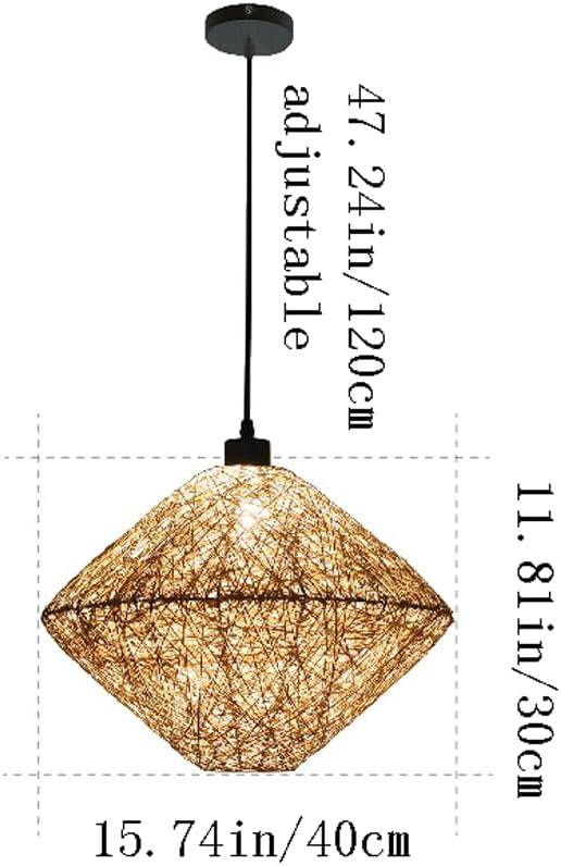 Audara-16in Woven Rattan Pendant Light Bohemian & Wabi-Sabi Style Multi-Functional Ceiling Light Fixture Suitable for Bedrooms, Hotels, Study Rooms, Dining Areas, Entryways, and More Retro Lamp