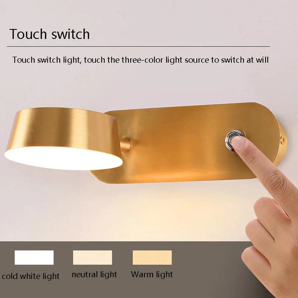 Audara-Scandinavian Full Copper Wall Lamp Living Room Bedroom Backdrop Wall Lights Mid Century Style Sensor LED Sconces Corridor Aisle Stairs Mounted Lighting Fixture