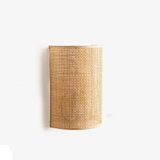 Audara-Modern Simple Wall Lamp Japanese Log Style Rattan Wall Lights Hand-Woven Bedroom B&B Bedside Sconces Entryway Aisle Corridor Decorative Mounted Lighting Fixture