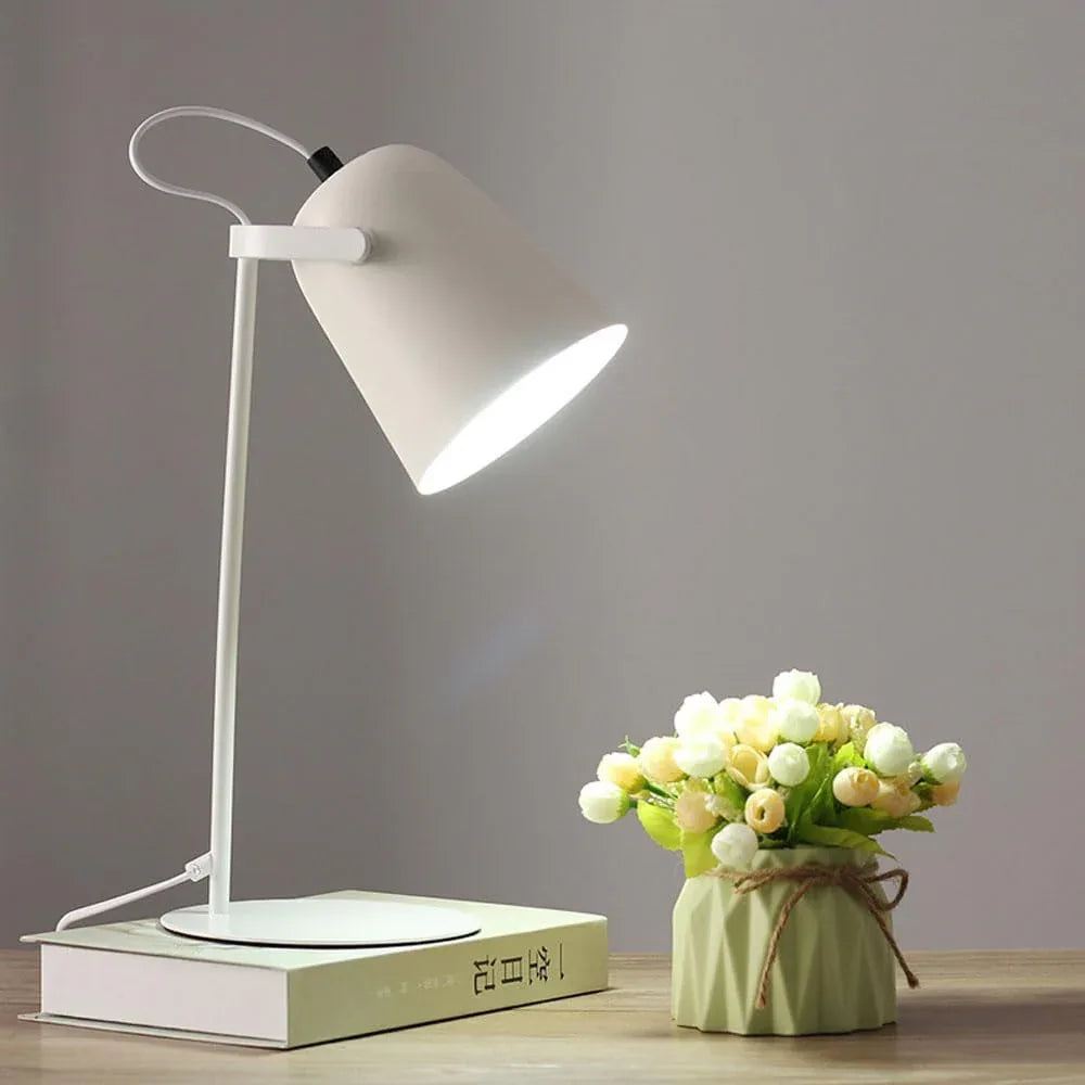 Audara-Scandinavian Simple Bedroom Study Office Desk Light Creative Warm Adjustable Angle Metal Desk Lamp Living Room Couch Side Dormitory Table Lamp Shop Workstation Macaron Lighting Fixture